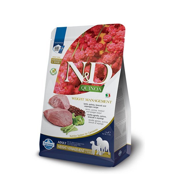 Farmina N&D Quinoa Weight Management w/ Lamb, Quinoa, Broccoli & Asparagus Recipe Adult All Medium & Maxi Dog Food