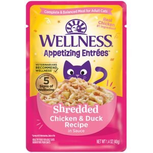 Wellness Appetizing Entrées Shredded Chicken & Duck Recipe in Sauce Adult Wet Cat Food
