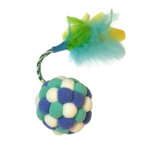 Fog City Pet Pom Pom Ball w/ Rope Feather Tail Batting Cat Toy