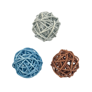 Fog City Pet Wicker Balls Batting Cat Toys, 3-Pack