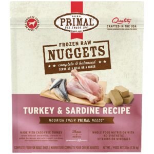 Primal Raw Frozen Canine Nuggets Turkey & Sardine Formula Dog Food