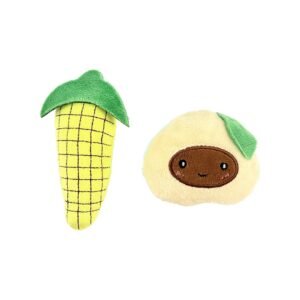 Fog City Pet Corn & Avocado Duo Plush Catnip Cat Toys, 2-Pack