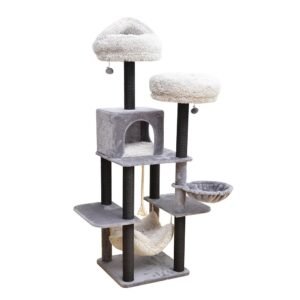 PetPals Bradbury 7 Level Jet Black & Silver Gray Cat Tree