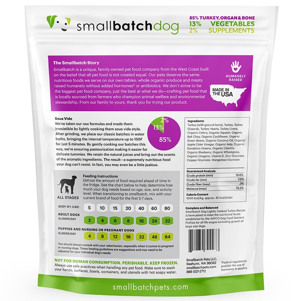 Smallbatch Lightly Cooked Turkey Recipe Frozen Dog Food