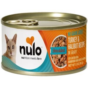 Nulo Shredded Turkey & Halibut Recipe In Gravy Kitten & Adult Canned Cat Food
