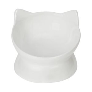 Park Life Designs White Oscar Tilt Ceramic Cat Dish