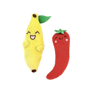 Fog City Pet Spicy Pepper & Banana Duo Plush Catnip Cat Toys, 2-Pack