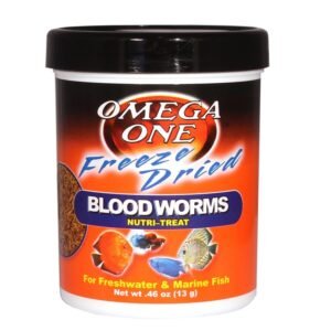 Omega One Freeze Dried Bloodworms Fish Food, 0.46-Oz